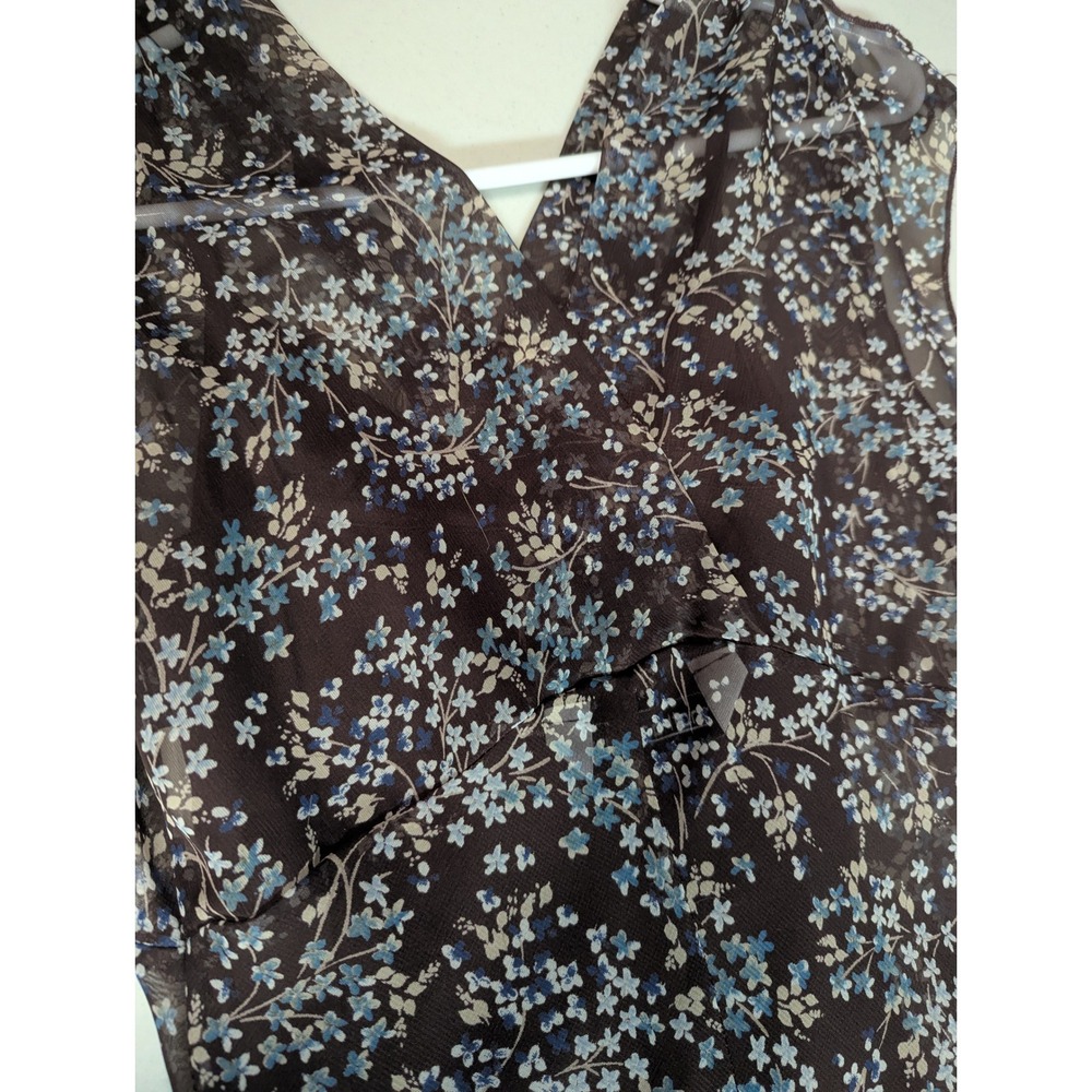 VTG 90s Jonathan Martin Brown‎ Floral Midi Dress w/ Slip Sheer Overlay XS/S USA - Picture 15 of 15